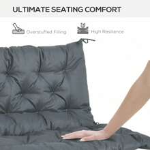Outsunny Outsunny 2 Seater Bench Cushion, Garden Chair Cushion With Back And Ties For Indoor And Outdoor Use, 98 X 100 Cm