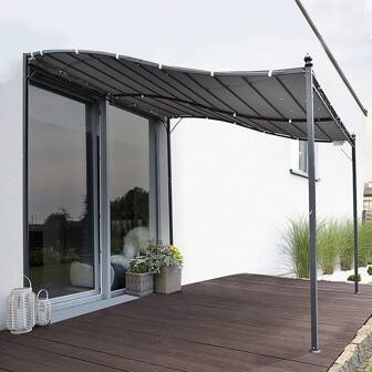 Outsunny Outsunny 3 X 3(M) Pergola Gazebo Metal Frame Elegant Scrolling Weather-Resistant Canopy Sun Rain Shade Garden Outdoor Shelter