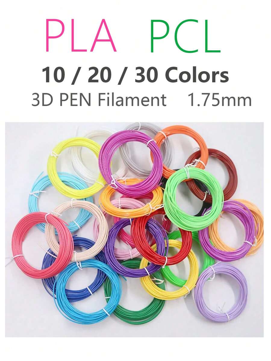 DORMYETIC 1.75mm PLA/PCL 3D 笔丝，3D 打印笔芯，10 色，20 色，30 色，鲜艳有光泽。圣诞礼物，艺术涂鸦，3D 立体创作颜料