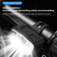 1pc USB Rechargeable Mountain Bike Front Light Safety Warning Light, Red & White Bicycle Rear Light - Multicolor - View 4