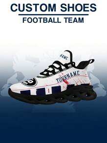 Women's New England Football Designed Sneakers, Custom Logo Custom Name Customization Lightweight Comfortable Soft Bottom Sneakers For Women, Gym Training Breathable Tennis Shoes Unique Gift For Mom/Dad/Her/Him/Girlfriend/Boyfriend/Wife/Husband/Friend ﻿