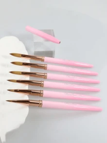 Cọ móng tay Acrylic, Cọ móng tay Acrylic 100% Kolinsky, Cọ móng tay cho ứng dụng Acrylic Cọ Acrylic hình bầu dục tròn Cọ móng tay chuyên nghiệp có tay cầm bằng hợp kim - Màu Hồng baby - Xem 3