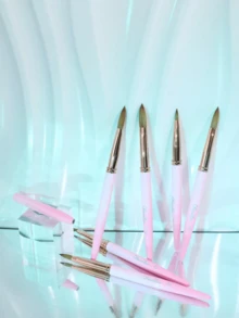 Cọ móng tay Acrylic, Cọ móng tay Acrylic 100% Kolinsky, Cọ móng tay cho ứng dụng Acrylic Cọ Acrylic hình bầu dục tròn Cọ móng tay chuyên nghiệp có tay cầm bằng hợp kim - Màu Hồng baby - Xem 5