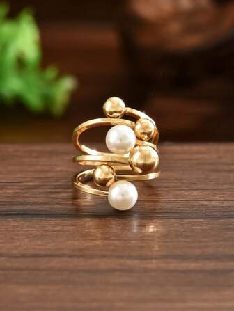 1 st. Fashionabel, sexig, elegant vintage-ring med sfärisk orkanformad metall, 18K guldpläterad, öppen ring. Finns även: Vintage sluten ögla med blommig ädelsten, sluten hiphop-ring med lejonhuvud, fina glaskristallmönster, lämplig för kvinnors vardagsbruk och presenter.