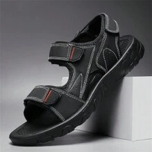 Men's All Season Sandals, Casual Outdoor Indoor Beach Slippers, Non-Slip Sole, Breathable Soft Adjustable Hook And Loop Strap