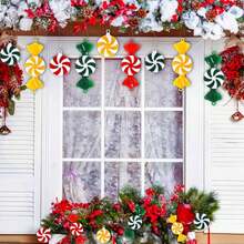 36 Peças Enfeites de Natal Pirulito de Doce, Decoração de Árvore de Natal, Espirais de Plástico Vermelho, Amarelo e Verde, Enfeites Pendentes de Árvore de Natal para Festa de Natal, Decoração Doméstica de Natal