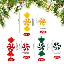 36 Peças Enfeites de Natal Pirulito de Doce, Decoração de Árvore de Natal, Espirais de Plástico Vermelho, Amarelo e Verde, Enfeites Pendentes de Árvore de Natal para Festa de Natal, Decoração Doméstica de Natal