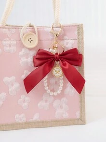 1 Mặt dây chuyền móc khóa trang trí bằng ngọc trai giả và nơ lớn thanh lịch, được trang bị thẻ treo ngọc trai hướng dương sáng tạo màu trắng, Phụ kiện thắt nút vải ruy băng cá nhân hóa nhiều màu sắc, Phụ kiện tai nghe và túi đựng điện thoại, Hoàn hảo làm quà tặng cho bạn thân - trắng - Xem 8