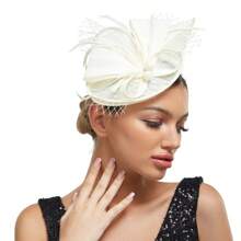 Luxurious & Charming Kentucky Derby Church Hat, Pearl Mesh Design With Bow, Makeup Ball Wedding Hair Accessory Headband For Women, Tiny Hats, Mini Fascinator, Mini Top Hat , Mini Cap, Head Piece, Rave Accessories