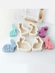 1 件 DIY 可爱兔子蜡烛模具复活节彩蛋兔子硅胶模具蜡烛模具肥皂模具粘土模具 DIY - 白色 - 查看 6