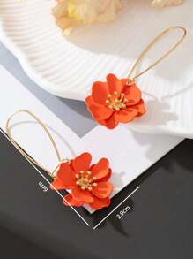 1 Pair Vibrant Orange Unique Floral Design Pendant Earrings For Women - Orange - View 4