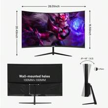 GAWFOLK Gawfolk 32 Inch Curved Gaming Monitor 165Hz, 1800R PC Monitor Full HD 1080P, Frameless Computer Monitor With Freesync And Eye Care Technology, Wall Mounted, Christmas Carnival Must-Have Gift Husband's Favorite Gift
