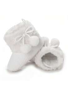 Soft-Sole Pink Boots For 0-1 Year Old Infant Girls, Autumn And Winter - White - View 5
