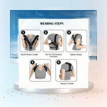 Centură corectoare de postură reglabilă pentru femei - Orteză respirabilă pentru spate cu suport pentru claviculă și lombar, corectează postura coloanei vertebrale și a umerilor - Centură pentru îmbunătățirea posturii sport, potrivită pentru antrenament, exerciții acasă și mers pe jos - Multicolor - Vizualizare 6