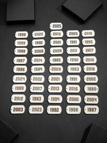 1pc Stainless Steel Rectangular Birth Year Number Pendant Necklace, Gift For Men - Silver - View 5