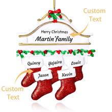 Personalized Christmas Ornaments Family Of 5 - Personalized Family Christmas Ornaments With Names, Polyresin Christmas Stocking Ornaments, Unique Custom Christmas Ornaments 2024