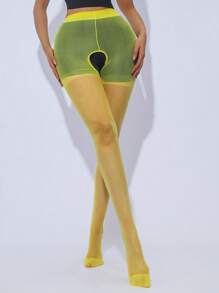 1 Pair Women's Open-Crotch Sheer Pantyhose, Super Thin Sexy Transparent, Suitable For Dancing