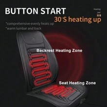 12V 加热汽车座椅垫舒适座套适用于汽车卡车 SUV 货车，全靠背和座椅垫适用于驾驶员或乘客，礼品，汽车配件 - 黑色 - 查看 8