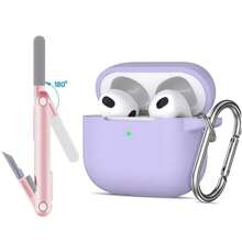 Bộ bảo vệ và vệ sinh tai nghe bằng silicon 3 trong 1, tương thích với Airpods thế hệ thứ 3, Vỏ tai nghe bằng silicon mềm, Vỏ bảo vệ bằng silicon tích hợp, Chống thấm nước, Chống bụi, Chống trầy xước, Chống vân tay, Bảo vệ toàn diện 360°, Chất liệu silicon thoải mái, Bảo vệ an toàn hơn cho tai nghe, Bộ 3 (Bao gồm: Vỏ bảo vệ tai nghe bằng silicon + Bút dụng cụ vệ sinh đa năng + Kẹp kim loại), Nhiều màu sắc có sẵn, Món quà tuyệt vời - Nhiều màu - Xem 8