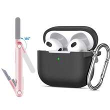 Bộ bảo vệ và vệ sinh tai nghe bằng silicon 3 trong 1, tương thích với Airpods thế hệ thứ 3, Vỏ tai nghe bằng silicon mềm, Vỏ bảo vệ bằng silicon tích hợp, Chống thấm nước, Chống bụi, Chống trầy xước, Chống vân tay, Bảo vệ toàn diện 360°, Chất liệu silicon thoải mái, Bảo vệ an toàn hơn cho tai nghe, Bộ 3 (Bao gồm: Vỏ bảo vệ tai nghe bằng silicon + Bút dụng cụ vệ sinh đa năng + Kẹp kim loại), Nhiều màu sắc có sẵn, Món quà tuyệt vời - Nhiều màu - Xem 10