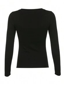 Women Y2k Lace Patchwork Shirt Top Fairycore Lace Trim V Neck Long Sleeve Button Front Slim Fit T Shirts Crop Tops Sping Fall Going Out Tee Tops Teen Girls Vintage Aesthetic Grunge Clothes Casual Tunic Top Blouse Streetwear - 黑色 - 查看 4