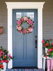17.7in Spring Wreath Wreath For Front Door Eucalyptus Wreath Peony Flower Wreath For Door Decor Home Decor Wedding Decoration Valentine Day - Kiểu 2 - Xem 5