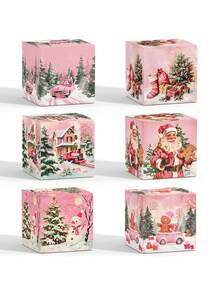 Bộ 3 hộp quà đêm Giáng sinh, hộp quà tặng bằng bìa cứng có khóa đựng tương thích với táo, kẹo, đồ ăn nhẹ, quà tặng dự tiệc - Nhiều màu - Xem 8