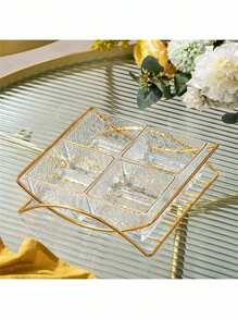 1 zestaw małych talerzy na przekąski z tacką, do serwowania suszonych owoców, ciasteczek, cukierków