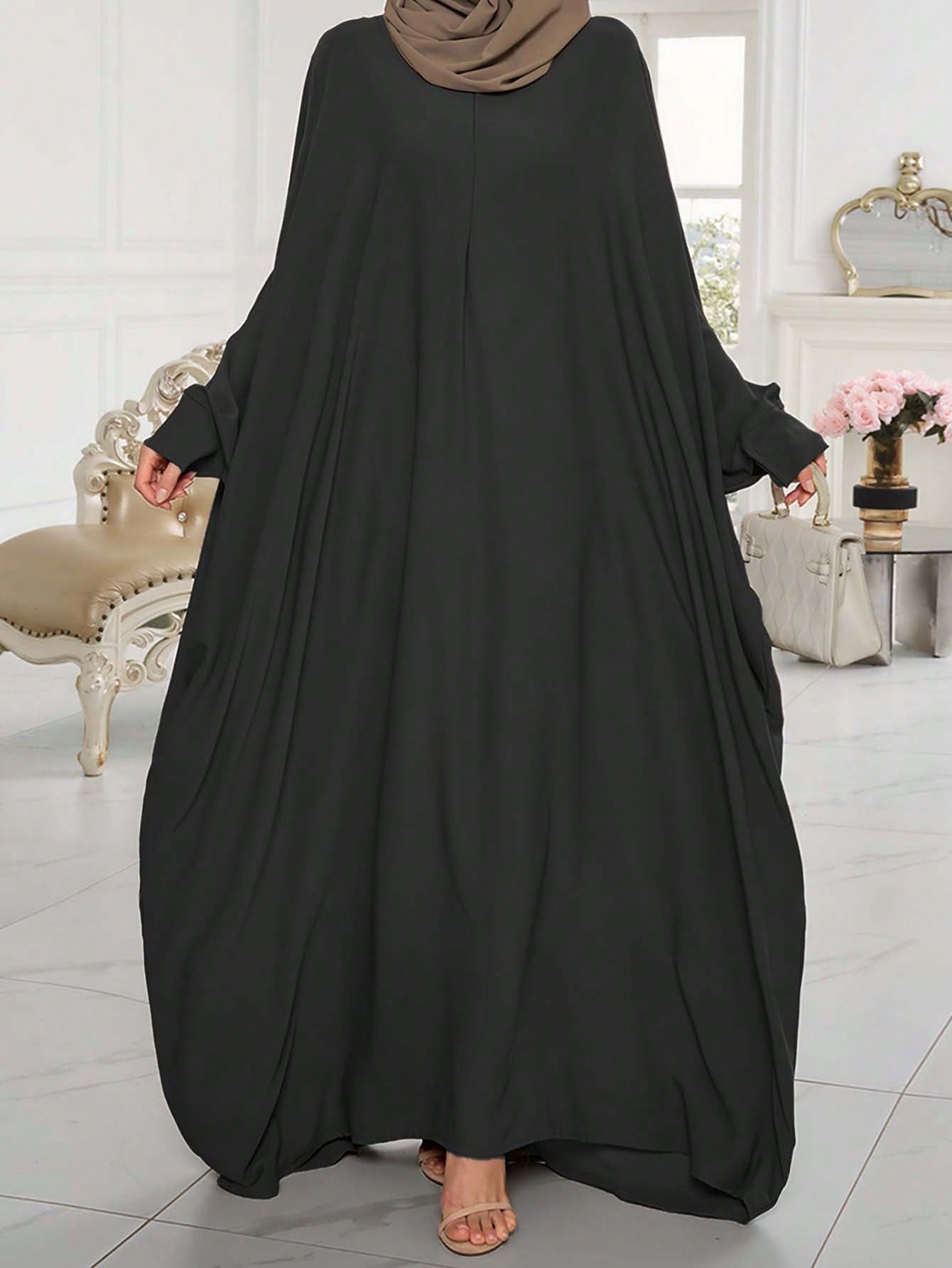 1 قطعة عباي---ة ناعمة، قابلة للتنفس، أنيقة وفضفاضة...