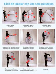 CcRetro Omont Tienda de campaña de red desplegable con parte inferior, diseño plegable para dormitorio y viajes al aire libre, fácil de instalar y lavar para camas de tamaño individual a King