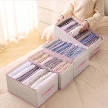 1 件装织物收纳盒收纳袋，抽屉式衣服、内衣、袜子、壁橱收纳袋，可折叠，多隔层，适用于卧室、宿舍、家庭使用抽屉式衣柜收纳袋壁橱收纳袋绗缝袋床下收纳盒隔断衣服垃圾袋内衣衣服适合开学季使用，可折叠 6/7/11 格，打包必需品，衣服收纳盖抽屉/衣柜收纳袋/壁橱收纳/绗缝袋床下收纳盒/隔断衣服垃圾袋衣服适用于家庭卧室/开学季/宿舍/内衣/打包必需品/衣服收纳盖 - 粉色 - 查看 8