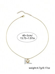 1 chiếc vòng cổ mặt trái tim khảm vỏ thép không gỉ thời trang, đa năng để đeo hàng ngày - Vàng - Xem 4