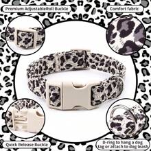 1 Stück hellgrauer Leoparden-Muster Hundehalsband für kleine, mittlere und große Hunde, Sicherheitsschnalle mit Schnellverschluss, strapazierfähig und atmungsaktiv, weiches und bequemes Hundehalsband für Rüden und Hündinnen, Hochzeit Welpen Geburtstags Geschenk, schwarz mit Leoparden-Muster geeignet für männliche und weibliche Hunde - Hellgrau - Übersicht 3