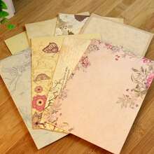 10 张复古浪漫花卉文具纸 - 彩色 - 查看 1