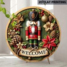 1 pièce Plaque murale décorative vintage de casse-noisette de Noël - Panneau d'accueil imprimé à plat en métal avec thème de casse-noisette, plaque ronde multifonctionnelle en langue anglaise, convient pour le café, le jardin, la cour, la ferme, le bar, la décoration de la pièce - Cadeau de Noël idéal, décoration de Noël, décoration d'intérieur, décoration de chambre, décoration murale, décoration de fête, décoration de cour extérieure, cadeau. Style de trou envoyé au hasard