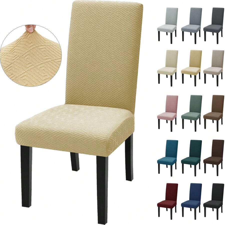 YSTYLE Coprisedie Con Schienale 2/4/6 Pezzi, Coprisedia Elasticizzati, Copri Sedie Soggiorno, Copri Sedia Antigraffio Gatto, Moderno Coprisedia, Fodere Sedie Universali - Beige - Visualizzare 1