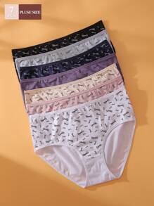 7 peças/Pacote Calcinhas Triângulo Respiráveis e Confortáveis com Estampa de Borboleta, Plus Size