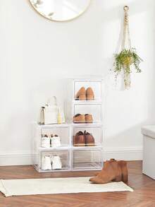 SONGMICS Scatole portascarpe, set di 6/12 organizzatori con porta, portaoggetti in plastica, impilabile, montaggio semplice, 27 x 34,5 x 19 cm, fino alla taglia 46, bianco - Set bianco da 12 - Visualizzare 2