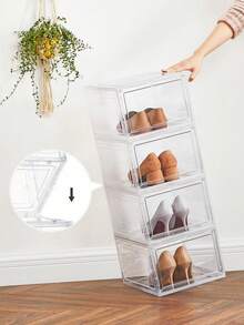 SONGMICS Scatole portascarpe, set di 6/12 organizzatori con porta, portaoggetti in plastica, impilabile, montaggio semplice, 27 x 34,5 x 19 cm, fino alla taglia 46, bianco - Set bianco da 12 - Visualizzare 4