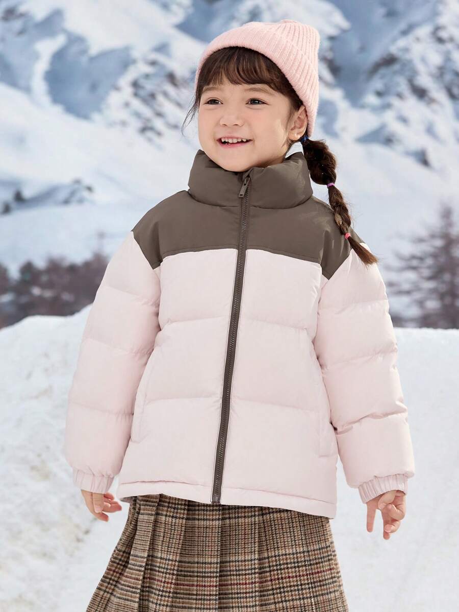 Balabala Kurtka puchowa Colorblock dla chłopców i dziewcząt, zima 2024, nowa kolekcja - Kawowa czerwień - Zobacz 1