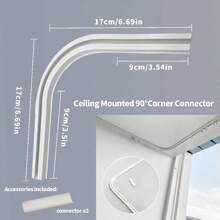 Easy Install Self-Adhesive Curtain Track System - No Drilling Required, Suitable For Windows, Bedroom, Shower, Closet And RV - Includes S-Hooks, Classic White, Lightweight PVC Material, 23.62 Inches Per Segment - Multicolor - View 13