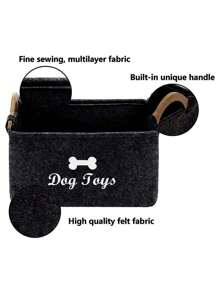 木柄毛氈玩具收納盒,方形寵物玩具收納容器,兒童玩具組織器 - 彩色 - 查看 4