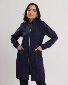Women's Priest Collar Lab Coat - Azul Marino - Ver 4