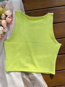 Women Tank Tops & Camis - 青檸色 - 查看 1