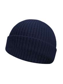 Cappello beanie di da uomo, stile hip hop di strada, in tinta unita, berretto lavorato a maglia caldo, senza visiera, adatto per l'all'aperto invernale, come passeggiare, andare in bicicletta, viaggiare e uso quotidiano