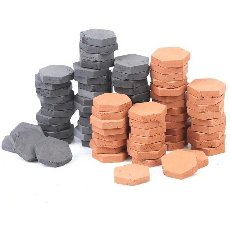 100pcs/50pcs 1/16 Scale Small Hexagonal Brick Model - Handmade And Clay Fired - Perfect Proportion For Realistic Brick Dollhouse - Christmas Gift, Birthday Gift - Multicolor - View 1