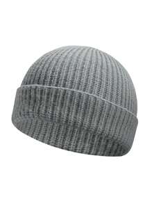 Cappello beanie di da uomo, stile hip hop di strada, in tinta unita, berretto lavorato a maglia caldo, senza visiera, adatto per l'all'aperto invernale, come passeggiare, andare in bicicletta, viaggiare e uso quotidiano