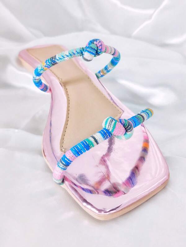 Rasteirinha Feminina Sandália Rosê Verão Luxo Lançamento Brilho MODELO SUMMER NÓ