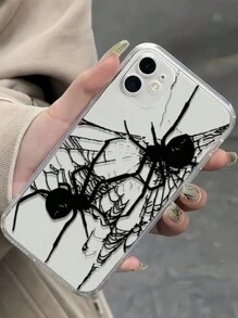 高透黑色蜘蛛网彩绘防摔软手机壳兼容iPhone Galaxy Redmi防摔手机壳 - 彩色 - 查看 1
