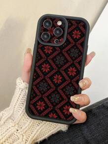 1 st. Rode bloemenpatroon camerabescherming schokbestendig zwart telefoonhoesje compatibel met 11 Pro Max/12 Pro Max/13 Pro Max/14 Pro Max/15 Pro Max/16 Plus/16 Pro Max, Galaxy A55/A15/S24 Ultra, Redmi, OPPO/Realme, VIVO, Infinix, Honor, Moto, OnePlus